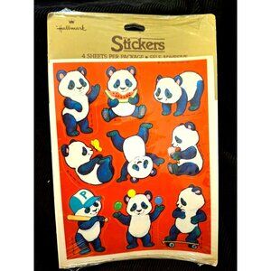 Vintage Hallmark Stickers Panda Bears NOS Sealed in Package 4 Sheets 1980s USA